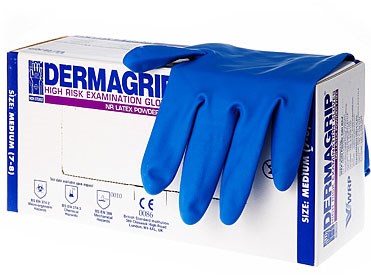 LATEX DERMAGRIP HIGH RISK GLOVES S 50ST